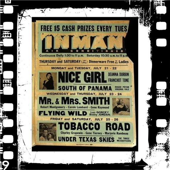 5 Vintage Inman Theatre Movie Placards 1940s Film Advertising Posters - Picture 7 of 10